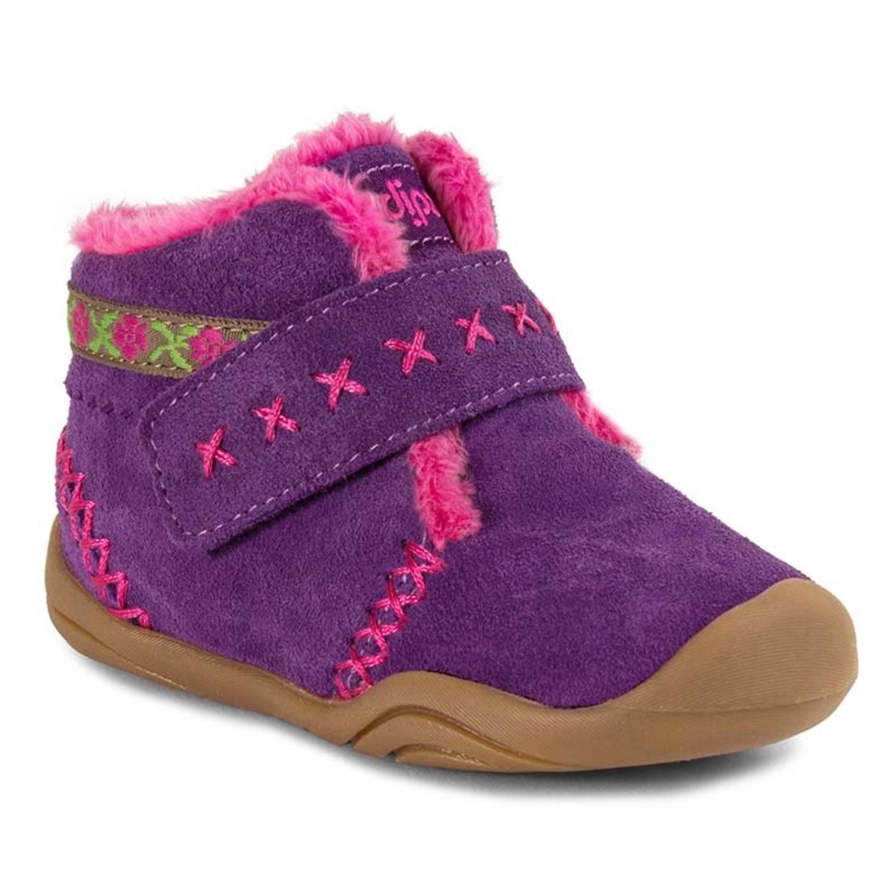 Pediped Rosa purple fur lined boot‎ easy on and off promotes healthy foot dev